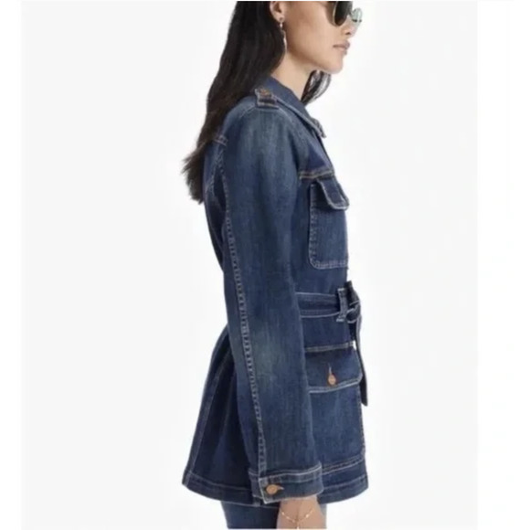MOTHER Belted Veteran Denim Jacket in Wicked Wildflower wash XS - Picture 2 of 13